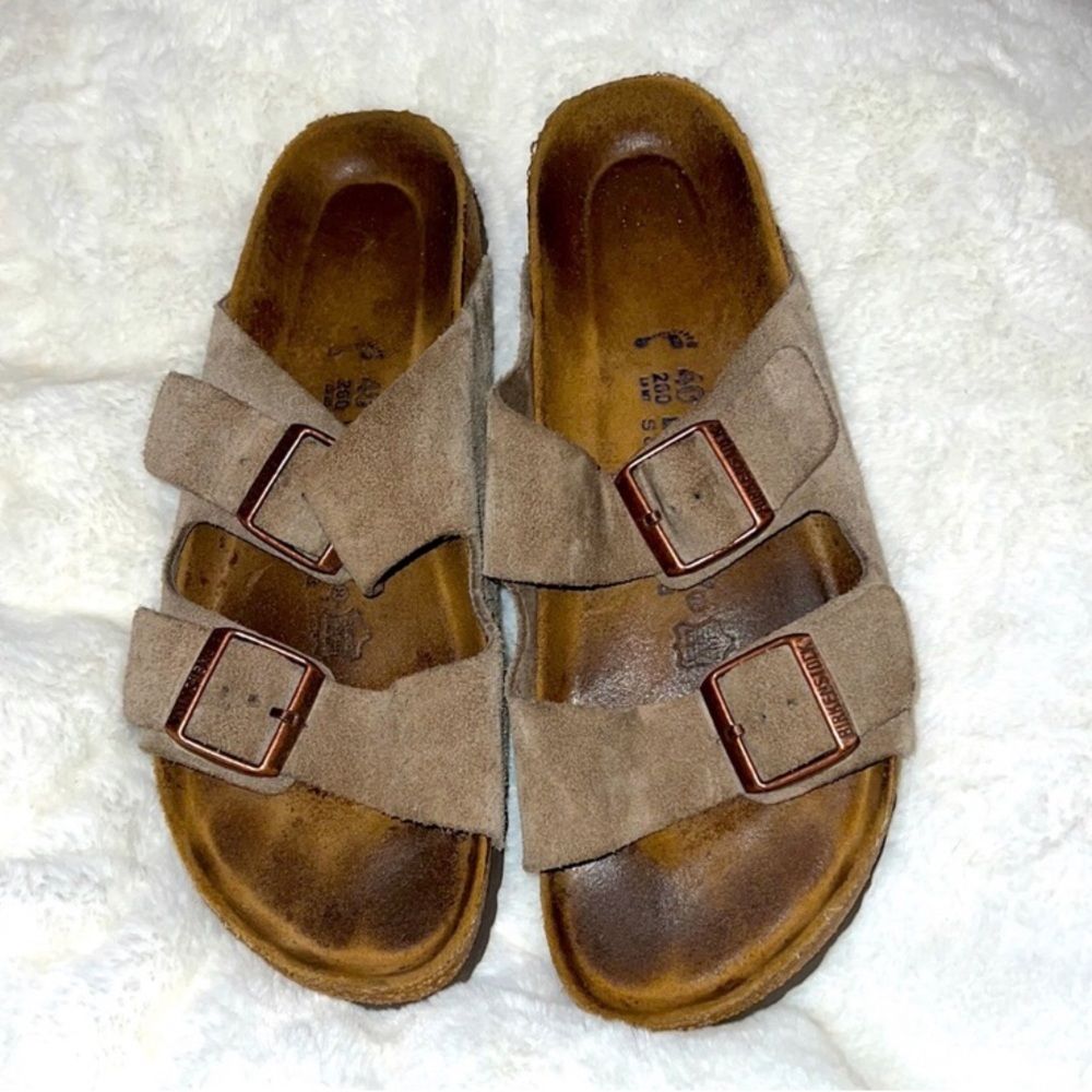 Birkenstock ARIZONA genuine leather taupe sandals NARROW FIT EU 40